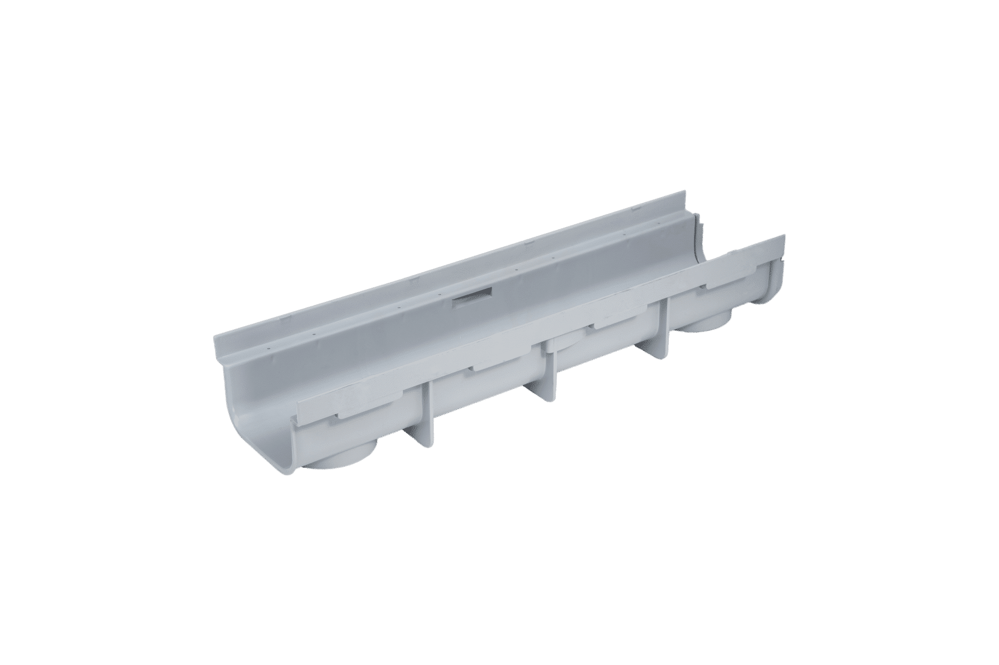 Slot drainage channels for plastic and metalic grids