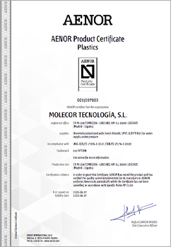Molecor получает первую сертификацию продукции для аксессуаров ecoFITTOM® из ПВХ-O