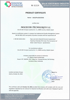 Сертификат продукта по индонезийскому стандарту SNI ISO 16422: 2014
