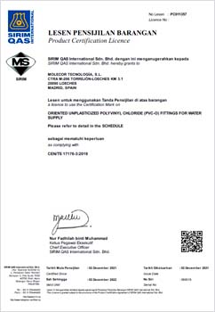 Сертификат качества SIRIM - ecoFITTOM - UNE-EN 17176