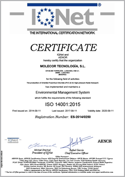 Сертификат соответствия IQ Net ISO 14001:2015