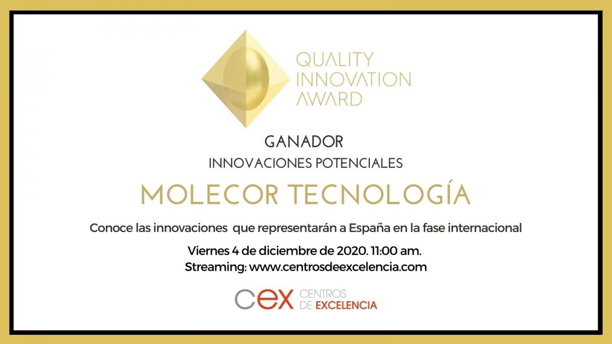 Компания Molecor удостоена Премии QIA 2020 в категории «Перспективные инновации» на национальном этапе