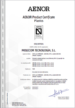 Сертификат качества марки N AENOR - TOM - UNE-EN 17176 (1, 2, 5)
